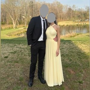 Pale Yellow Halter Neck Maxi Dress
